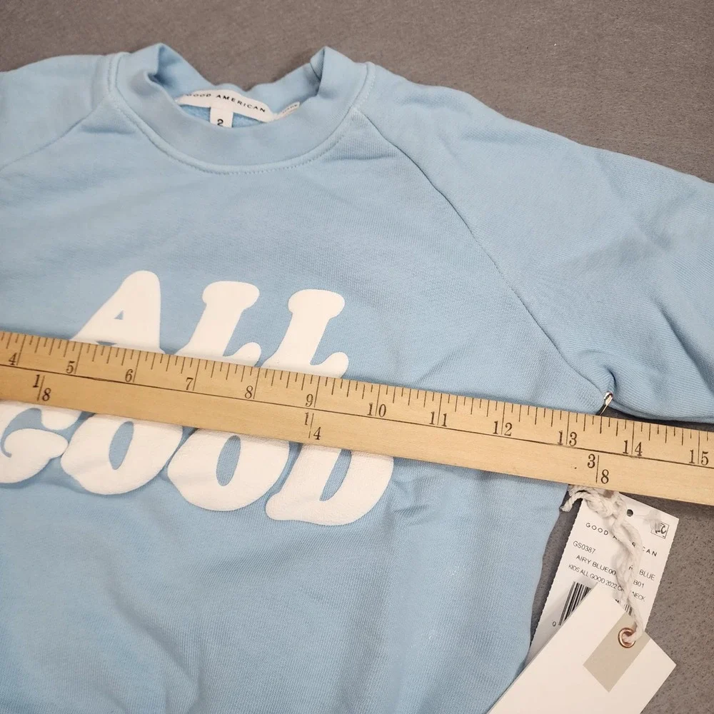 Good American All Good Sweatshirt Airy Blue Puff Print Kids 2T‎